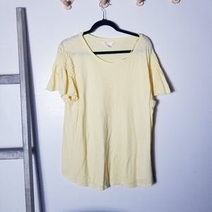 LC LAUREN CONRAD YELLOW FLUTTER SLEEVE BLOUSE SIZE XL